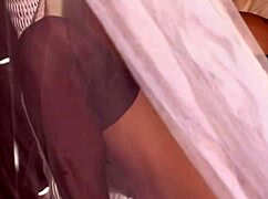 Fucking brunette milf in white lingerie with big cock and gaping asshole