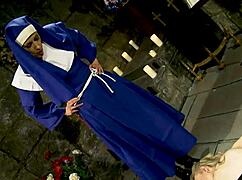 Hey, a possessed blonde licks the pussy of a perverted nun 😈