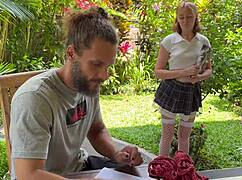 Tied Babe Devours Huge Boner