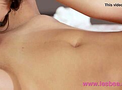 Lesbea czech babe munches on hairy pussy of passionate spanish sweetheart