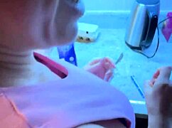 Sexy Alice Giving Blowjob to Her Boyfriend in Kitchen and Took Huge Cumload in Mouth