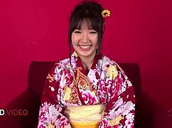Seductive jav star chiharu gives intense blowjob & kimono-fucking passion