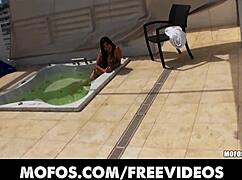 Sun Bathing Beauty Slides Bikini Bottoms Aside