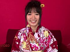 Seductive jav star chiharu gives intense blowjob & kimono-fucking passion