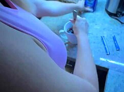 Sexy Alice Giving Blowjob to Her Boyfriend in Kitchen and Took Huge Cumload in Mouth