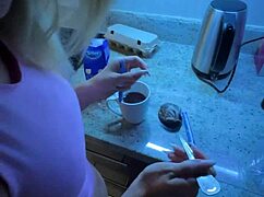 Sexy Alice Giving Blowjob to Her Boyfriend in Kitchen and Took Huge Cumload in Mouth