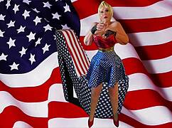 Granny's Patriotic Stick and Lick Orgasms