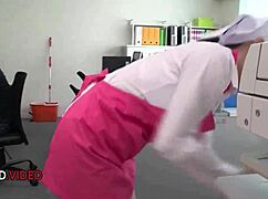 Asian office lady Chihiro Akino delivers hardcore blowjob for creampie 😏