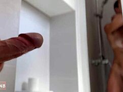 Caught jerking off! She showers, I lick and fuck her juicy pussy!