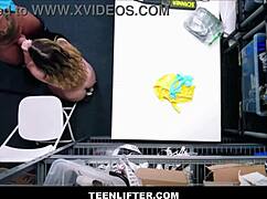 Cute Big Ass Blonde Teen Aria Banks Caught Shoplifting, Strip Searched By Mall Cop London Ford, Then Fucked Hard