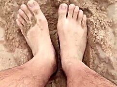 bare feet play in the sand