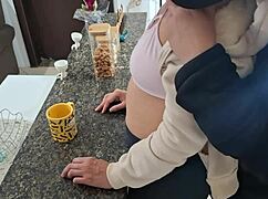 A Stepdaughter Is Surprised While Having Breakfast