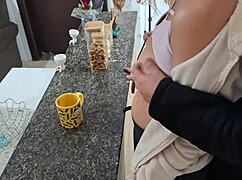 A Stepdaughter Is Surprised While Having Breakfast