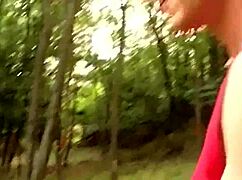 She moaned for two cocks to fuck her pussy outdoors 😍