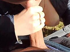 public blowjob and fingering with cum on tits 😏