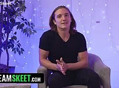 Blindfolded Eva Nyx and Axel Haze compete in a quiz to see who gets to dominate and fuck