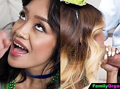 Familyorgasm: sharing the daughters brings good luck in foursome