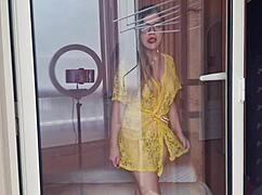 Hot Girl Tidies Up The Room Without Wearing Panties.