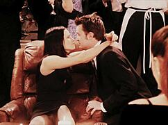 friends series slips under skirt in upskirt view