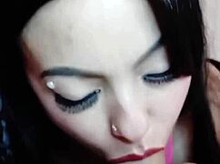 Horny Colombian girl with very wet pussy performs deep throat and ends with cum on her ass