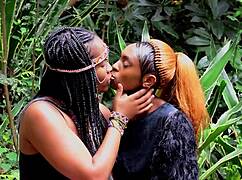 Freaky bbw black lesbian forces girlfriend onto massive strap on