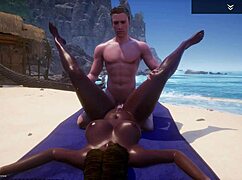 Indra's Big Ass And Tits Fuck Jason's Dick On The Beach!