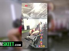 Scarlet Spunk's wet pussy stretches at the gym.