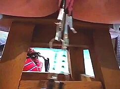 Big pink pussy lips dangled and stretched with weights