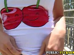 Busty amateur shows tits