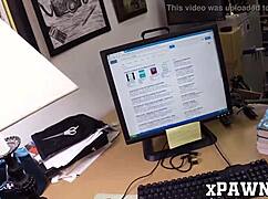 pretty babe with glasses fucks like crazy with a broker in hidden office cam