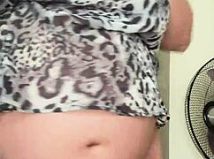 horny pregnant maid shows big boobs and hairy pussy on camera alone