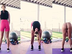 Glasses blonde milf discovers a pleasurable fitness routine.