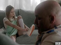 Dirty Stepdad Derrick Pierce Takes Virginity from Petite 18+ Teen Stepdaughter Coco Lovelock in Taboo Fucking