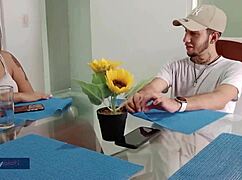 My stepsister gets very curious about muff diving and masturbating her shaved pussy to squirting orgasm