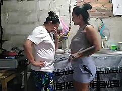 My neighbor woke up horny wanting hard fucking, so I fucked her good in the kitchen.