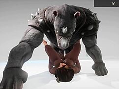 wild life - black big ass big tit milf jadeen gets pussy destroyed and fucked by rhinoman