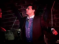 Busty brunette sucks cock then gets pussy pounded