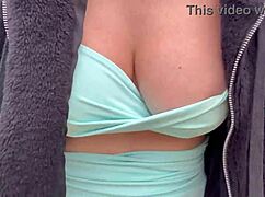 Artemisia love takes a public beach walk, revealing her juicy figure