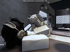 quietly fucking a fan on the bed with intense passion