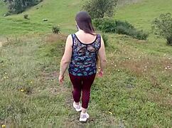 Stepmom exhibits huge vagina to stepson in forest