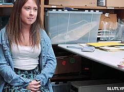 Tattoed Shoplyfter Teen 18+ Gets Spreadeagle Fuck At Work