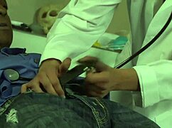 naughty doctor takes a huge facial from her black patient's big cock