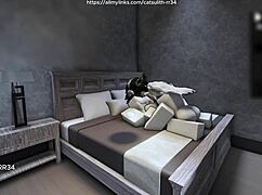 quietly fucking a fan on the bed with intense passion