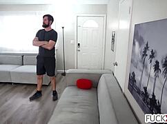 Mischievous Miniature Catches Tall Stepbro Jerking Off in Detailed Scene