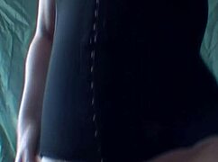 Shy blonde housewife rips clothes while dancing, showing tits and hairy cunt