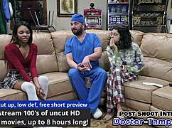 dr tampa - solana's 1st gyno exam, spreading shaved pussy backstage in florida with gloves and latex