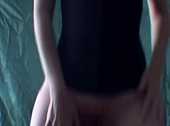 Shy blonde housewife rips clothes while dancing, showing tits and hairy cunt