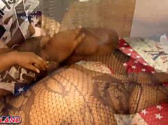 big tits roommate eases stress with quick handjob cum