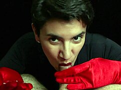 cum on red opera gloves