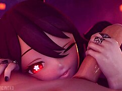 Vicineko Hu Tao delivers deepthroat blowjob like a pro 😍